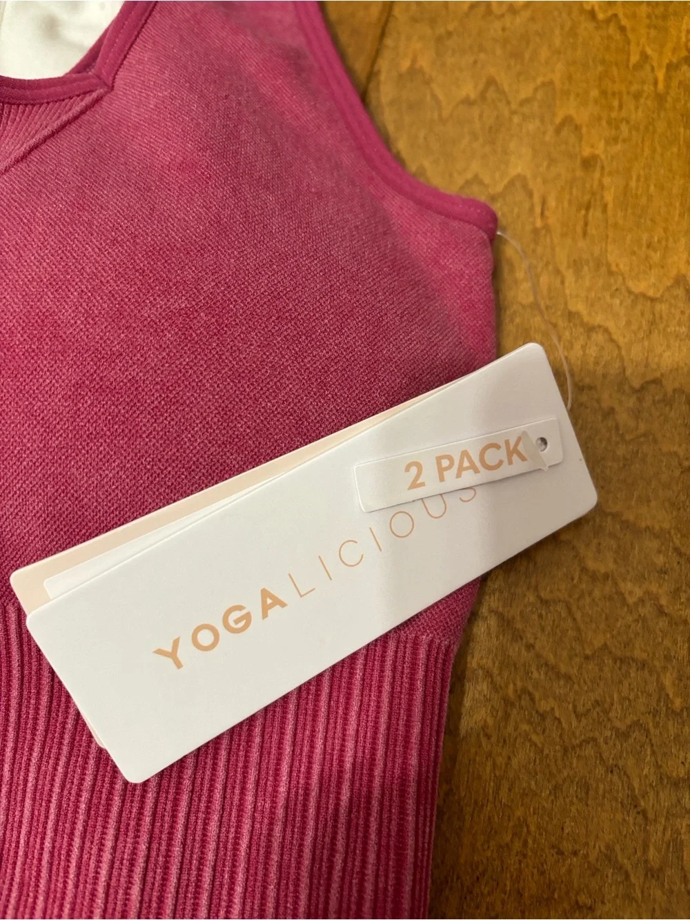 Yogalicious Ribbed Tank Set — 2 Pack Pink + White HOT DEAL